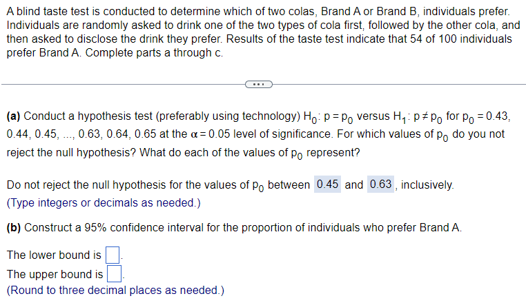 Solved A Blind Taste Test Is Conducted To Determine Which Of | Chegg.com