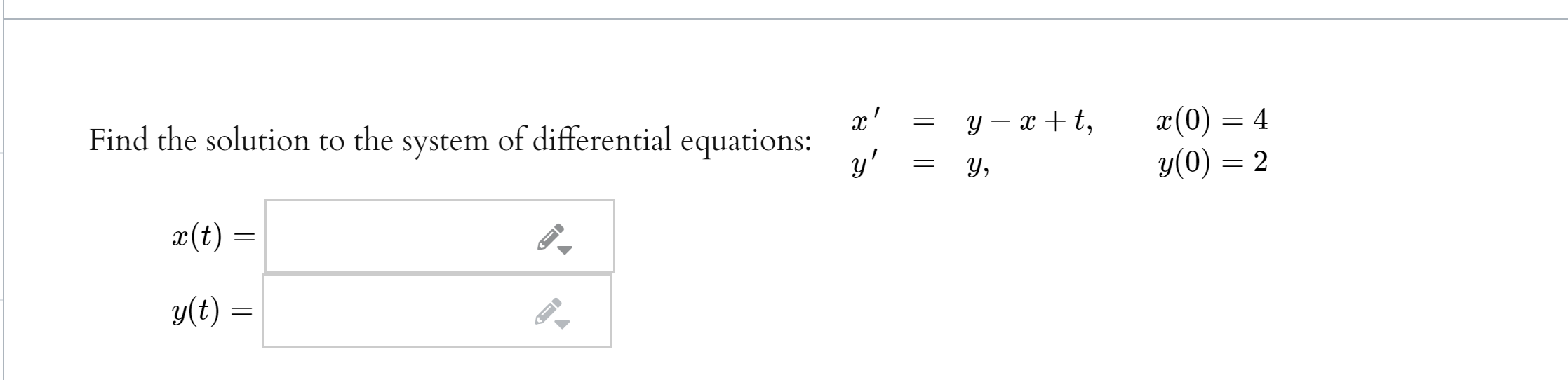 Solved Find the solution to the system of differential | Chegg.com