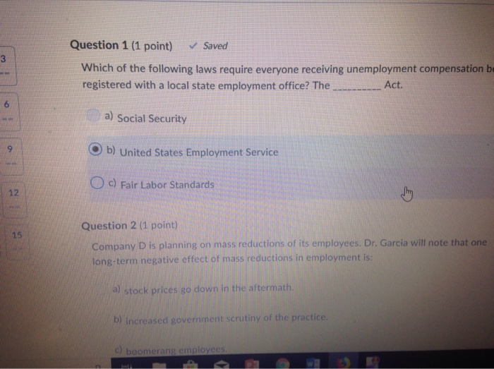 Solved Question 1 (1 point) Saved Which of the following | Chegg.com
