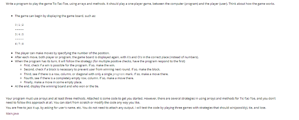 Write A Program To Play The Game Tic Tac Toe Using Arrays And Methods 