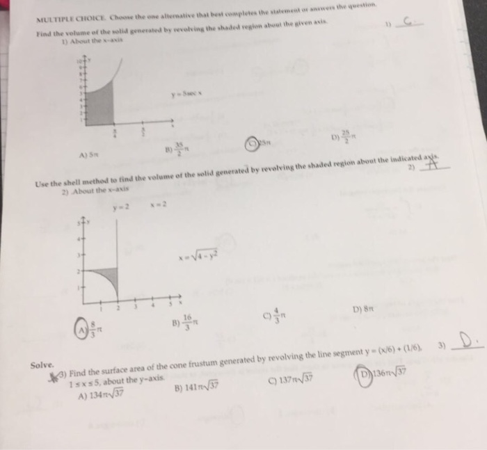 Solved Find the volume of the solid generated by revolving | Chegg.com