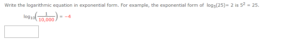 Solved Write the logarithmic equation in exponential form. | Chegg.com
