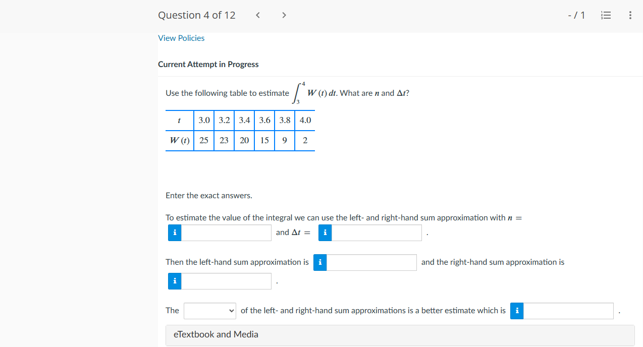 Solved Current Attempt in Progress Use the following table | Chegg.com