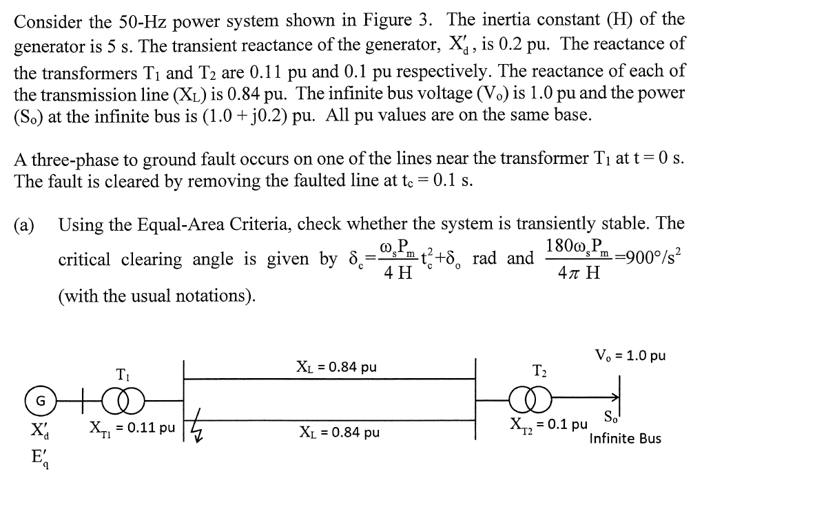 Solved Consider the 50-Hz ﻿power system shown in ﻿Figure 3. | Chegg.com