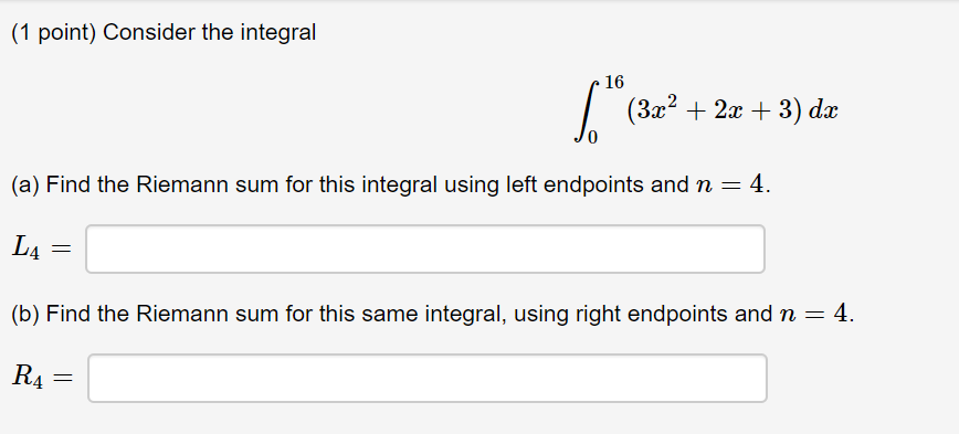 Solved Find the Riemann sum for this integral using left | Chegg.com