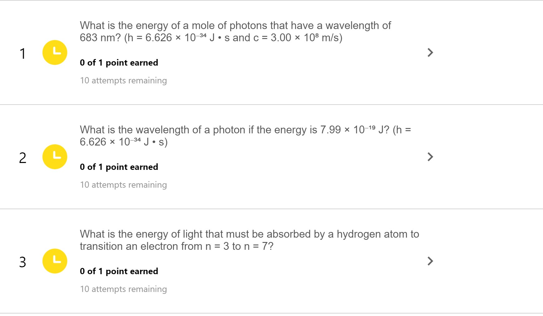 Solved What is the energy of a mole of photons that have a | Chegg.com
