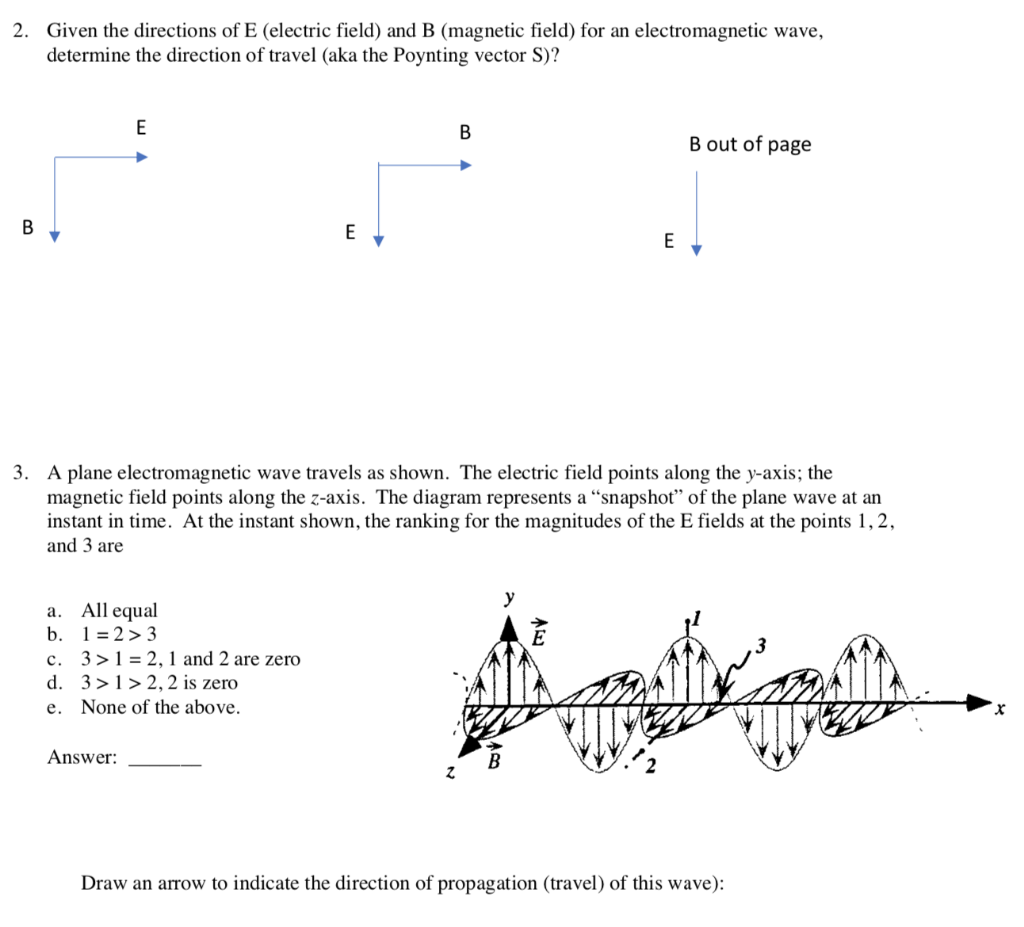Solved 2. Given the directions of E (electric field) and B | Chegg.com