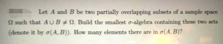 Solved Let A And B Be Two Partially Overlapping Subsets Of A | Chegg.com