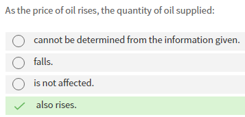 Solved As the price of oil rises, the quantity of oil | Chegg.com