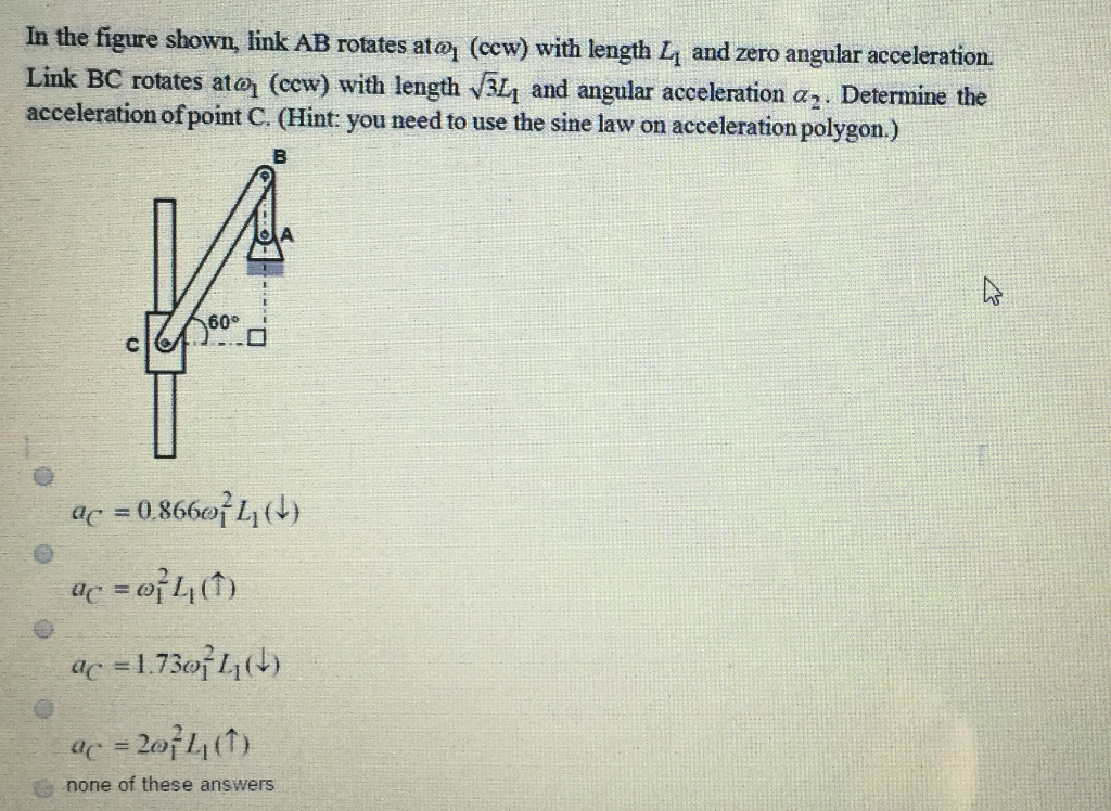 Solved In The Figure Shown, Link AB Rotates At@, (ccw) With | Chegg.com