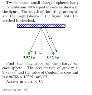 Solved Two Identical Small Charged Spheres Hang In | Chegg.com