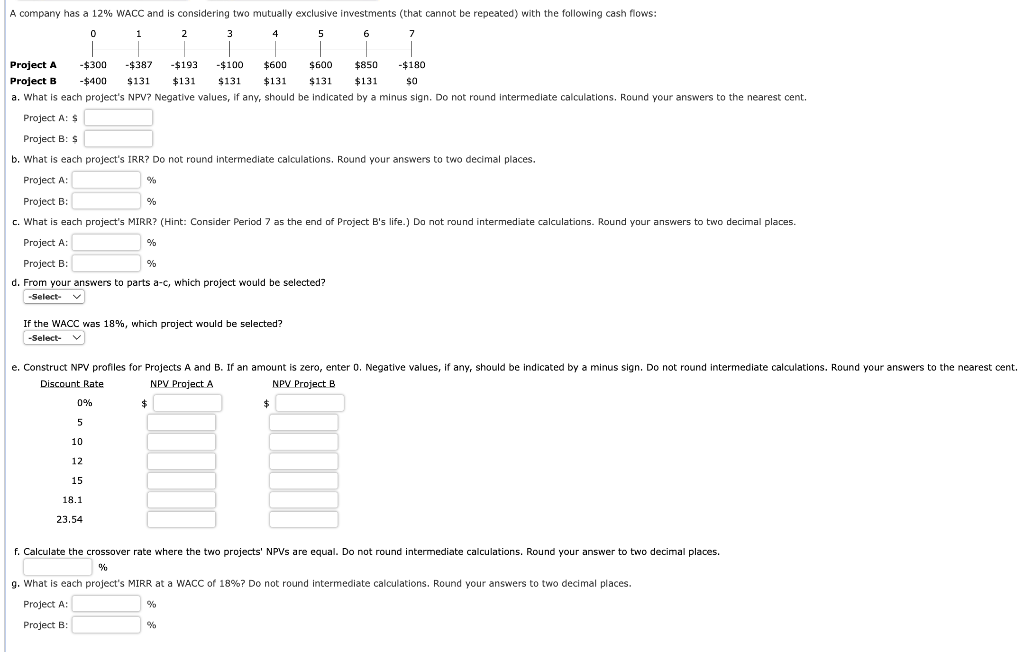 Solved f. Calculate the crossover rate where the two | Chegg.com