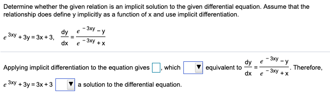 Solved Determine Whether The Given Relation Is An Implicit