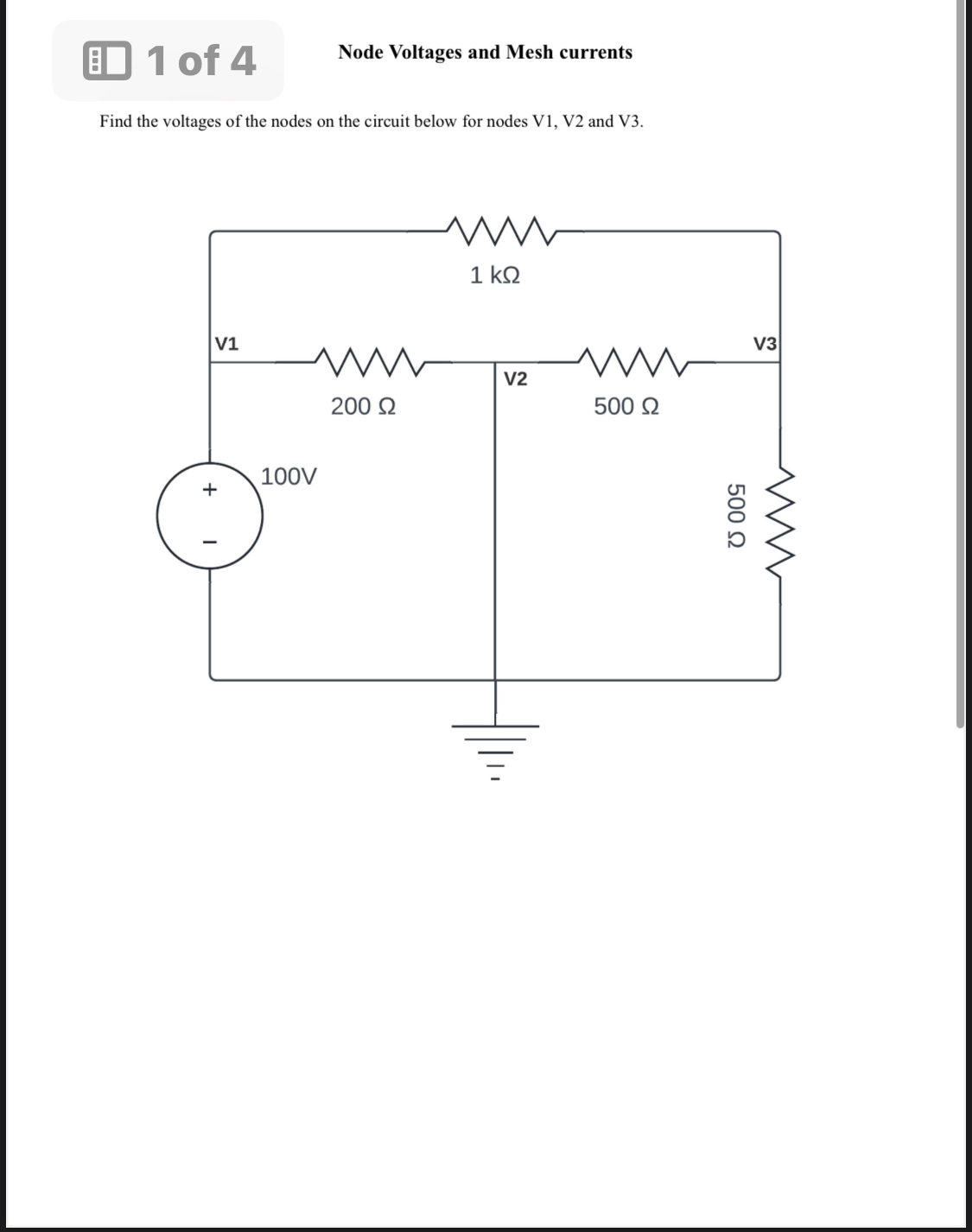 Solved : 1 ﻿of 4 ﻿Node Voltages and Mesh currentsFind the | Chegg.com