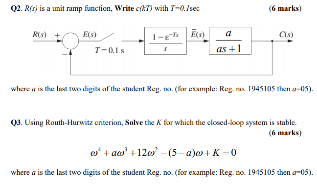 Solved Q2. R(s) is a unit ramp function, Write c(kT) with | Chegg.com
