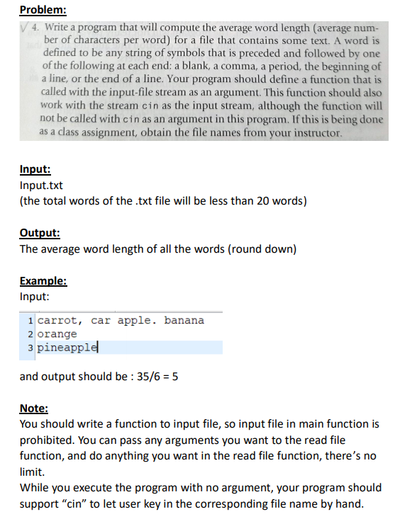 (Solved) : Problem V 4 Write Program Compute Average Word Length