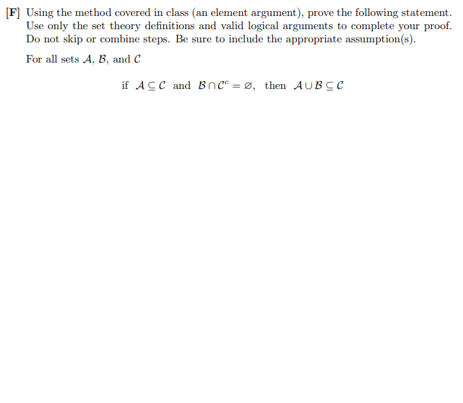 Solved [F] Using The Method Covered In Class An Element | Chegg.com