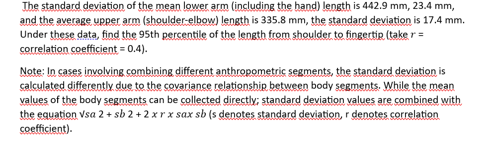 Solved The standard deviation of the mean lower arm | Chegg.com