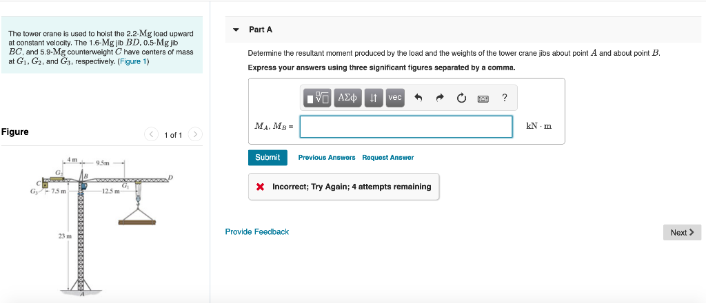 Solved Part A The tower crane is used to hoist the 2.2-Mg | Chegg.com