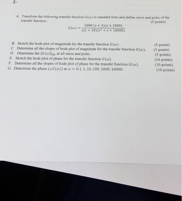Solved Transform the following transfer function G(omega) to | Chegg.com