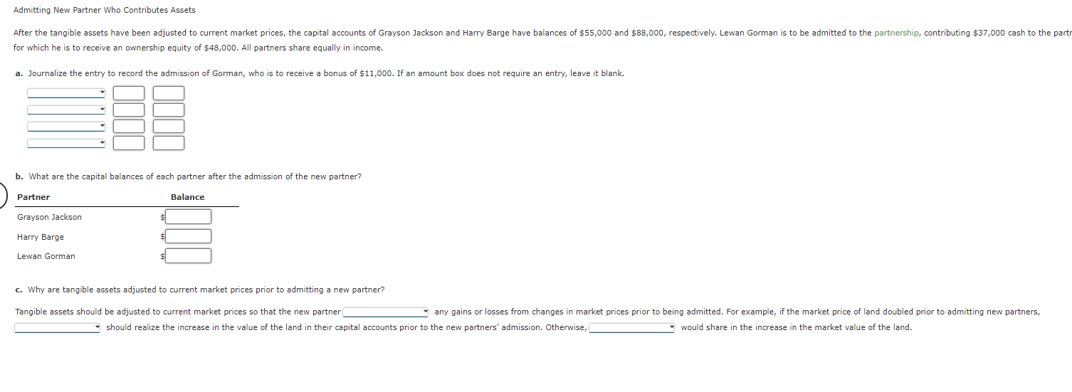 Solved Admitting New Partner Who Contributes Assets After | Chegg.com