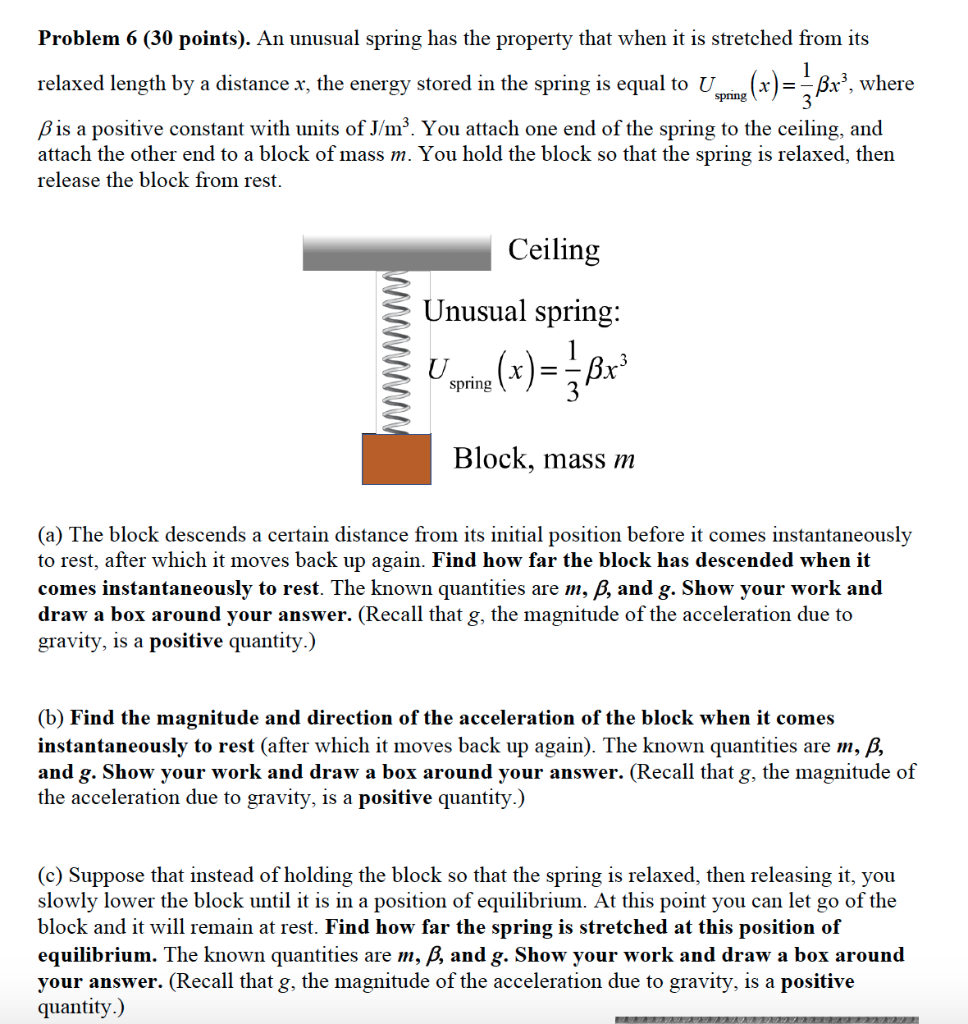 Solved Problem 6 30 Points An Unusual Spring Has The P Chegg Com