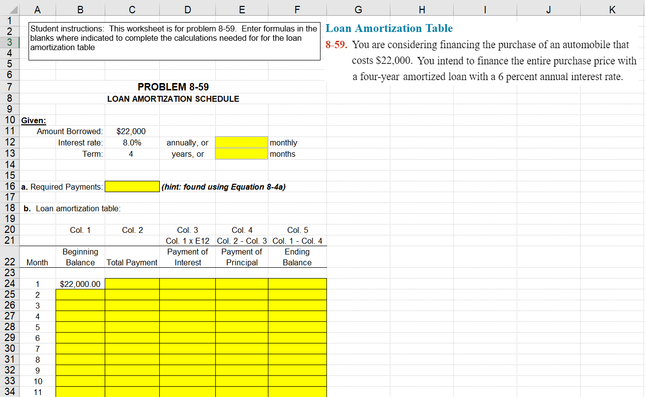 solved it would be great if you could also list the formu online amortization table