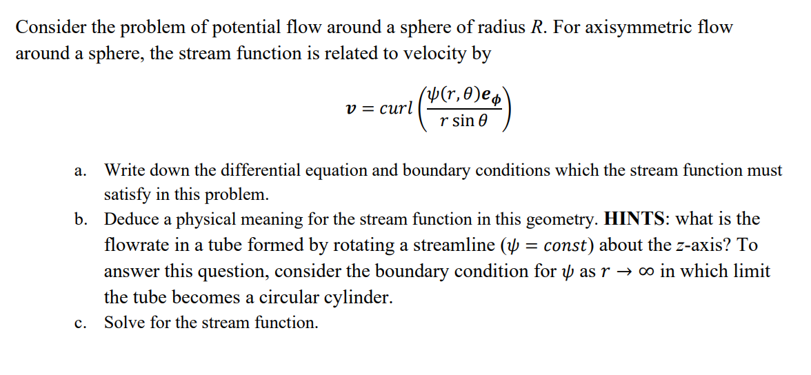 Solved Consider the problem of ﻿potential flow around a | Chegg.com
