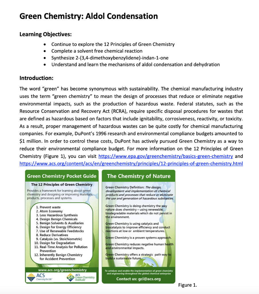 Solved Green Chemistry: Aldol Condensation Learning | Chegg.com