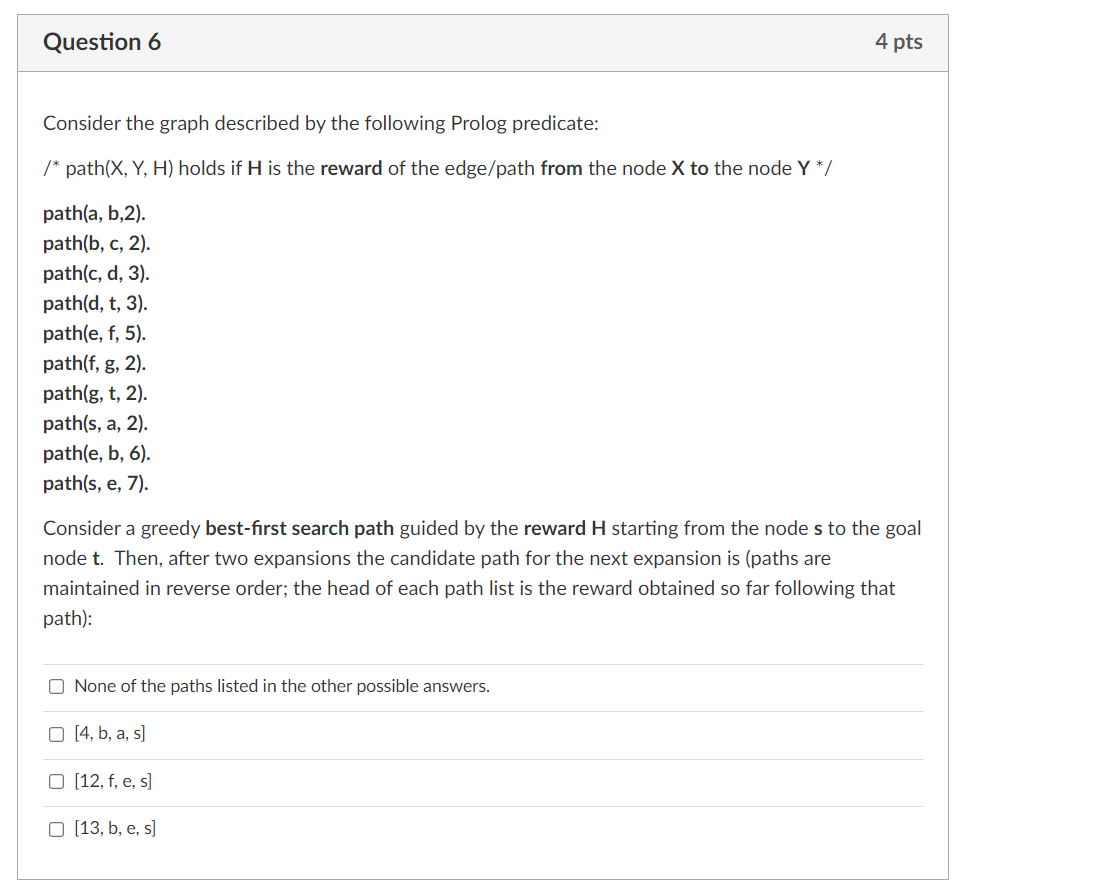 Solved The graph defined by the following Prolog predicate Chegg