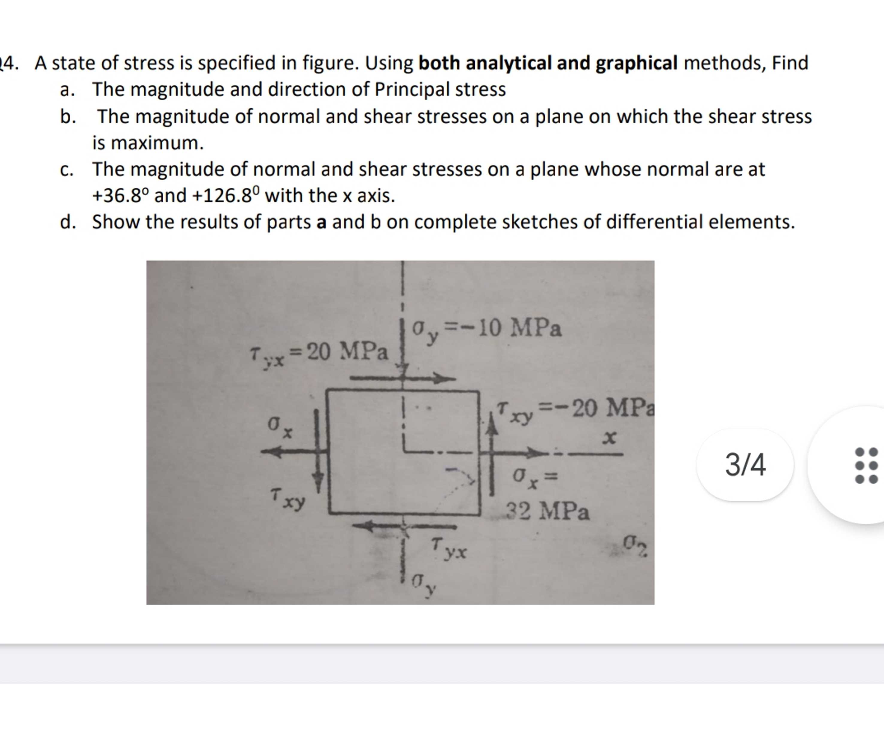 Solved A State Of Stress Is Specified In Figure. Using Both | Chegg.com