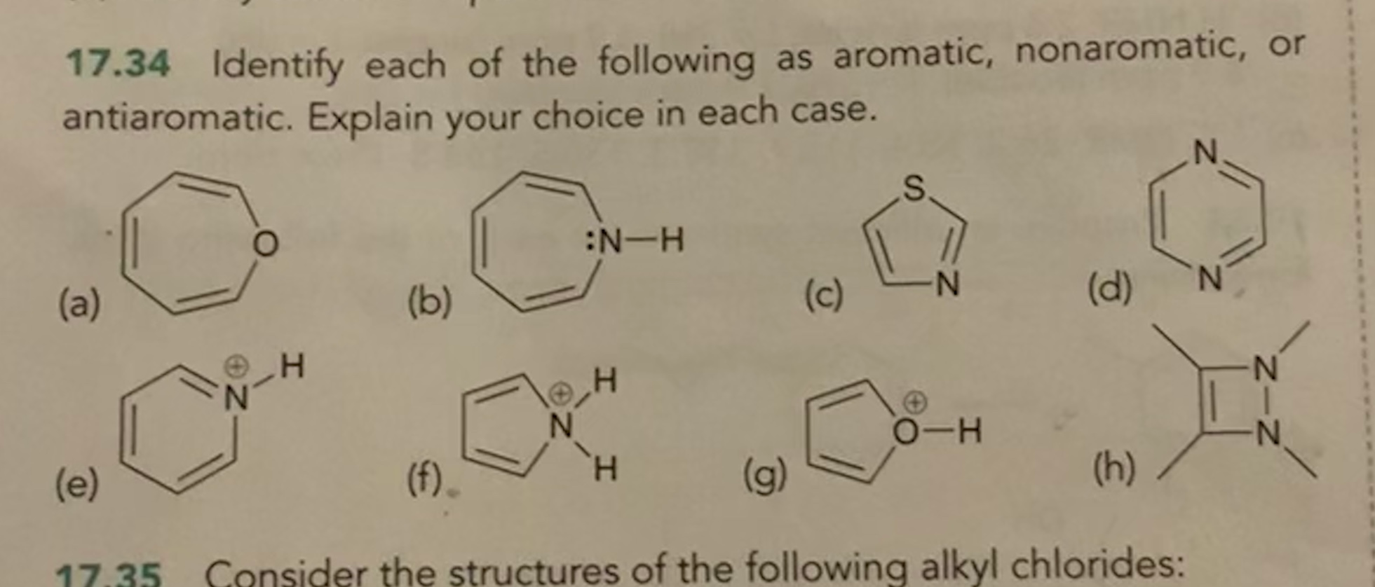 Solved 17.34 Identify each of the following as aromatic,