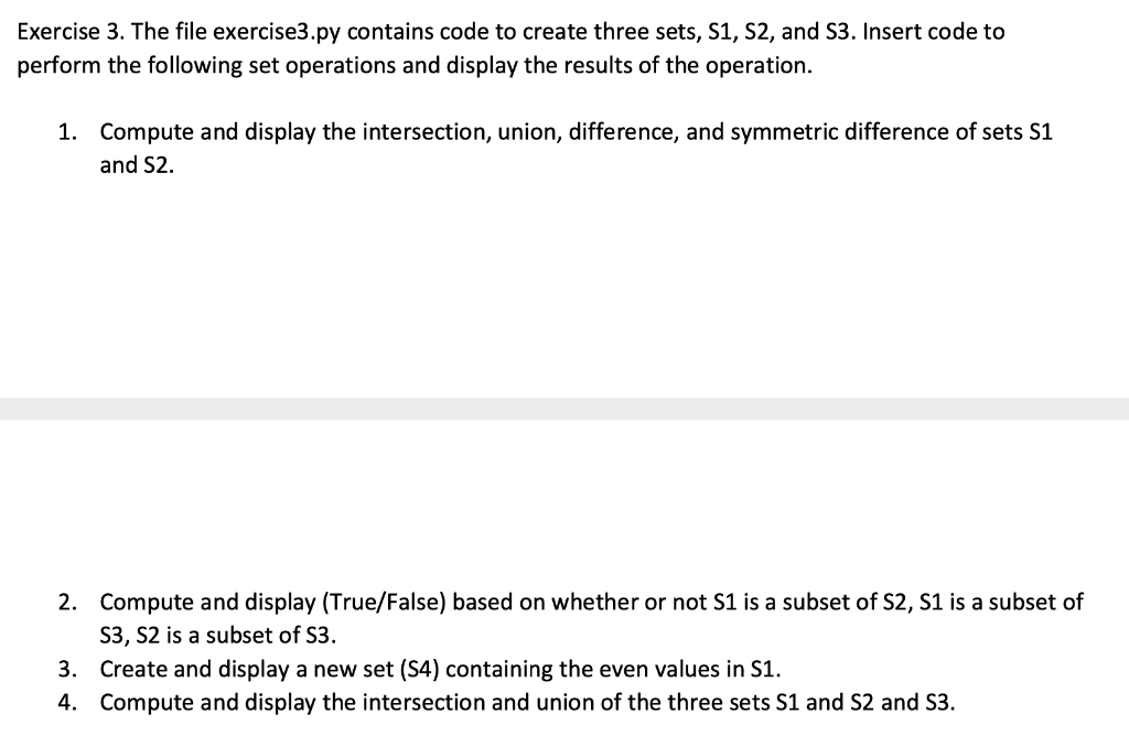 Solved Exercise 3. The file exercise3.py contains code to | Chegg.com