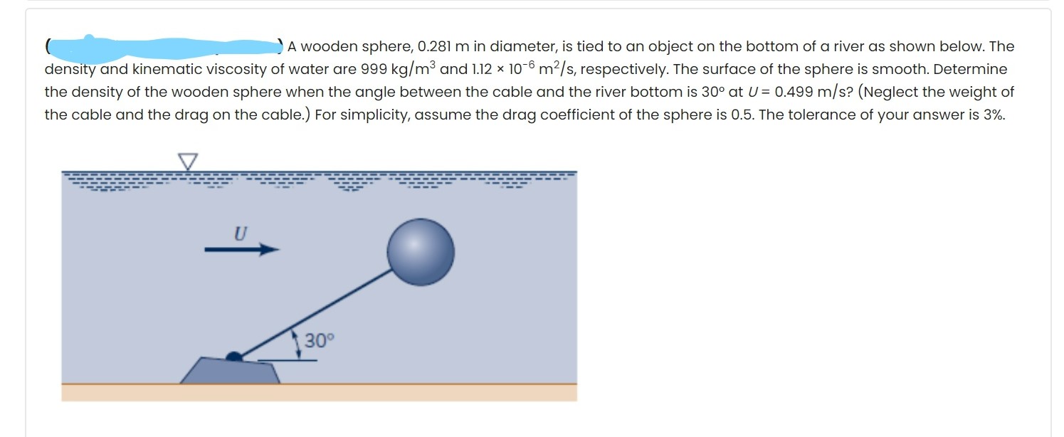 Solved A wooden sphere, 0.281 m in diameter, is tied to an | Chegg.com