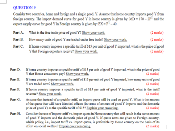 Solved QUESTION 9 Consider Two Countries, Home And Foreign | Chegg.com