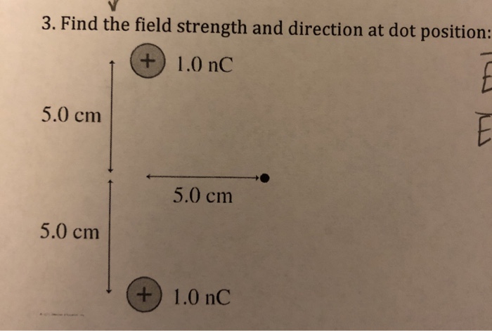 Solved 3. Find the field strength and direction at dot | Chegg.com