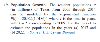 Solved 19. Population Growth The Resident Populations P (in | Chegg.com