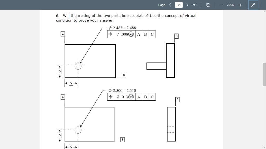 Solved 6. Will the mating of the two parts be acceptable? | Chegg.com