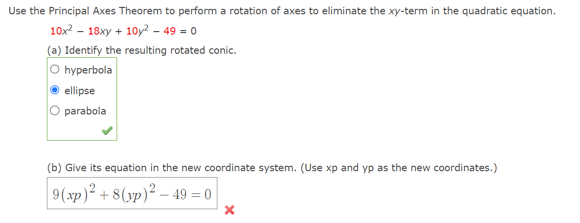 Solved se the Principal Axes Theorem to perform a rotation | Chegg.com