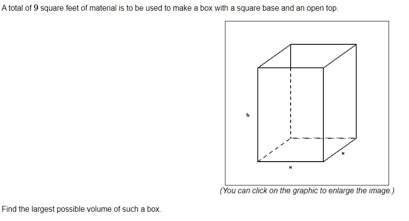 Solved A total of 9 square feet of material is to be used to | Chegg.com