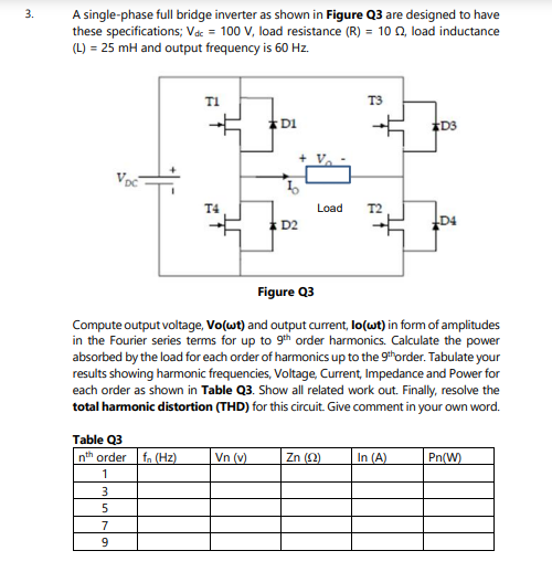 Solved . 3. A Single-phase Full Bridge Inverter As Shown In | Chegg.com