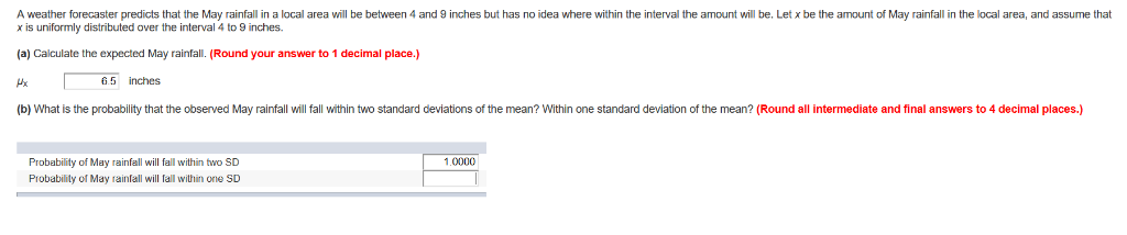 Solved A weather forecaster predicts that the May rainfall | Chegg.com