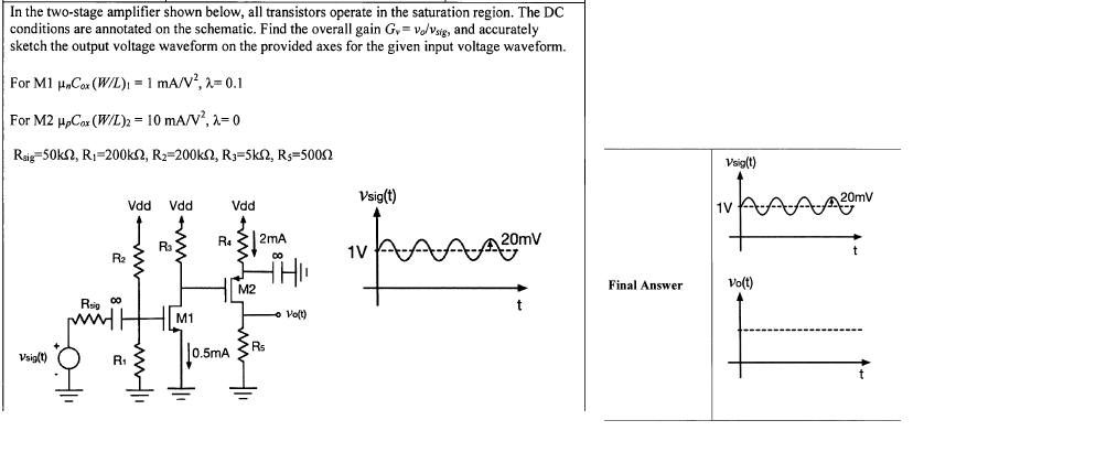 Solved In The Two-stage Amplifier Shown Below, All | Chegg.com