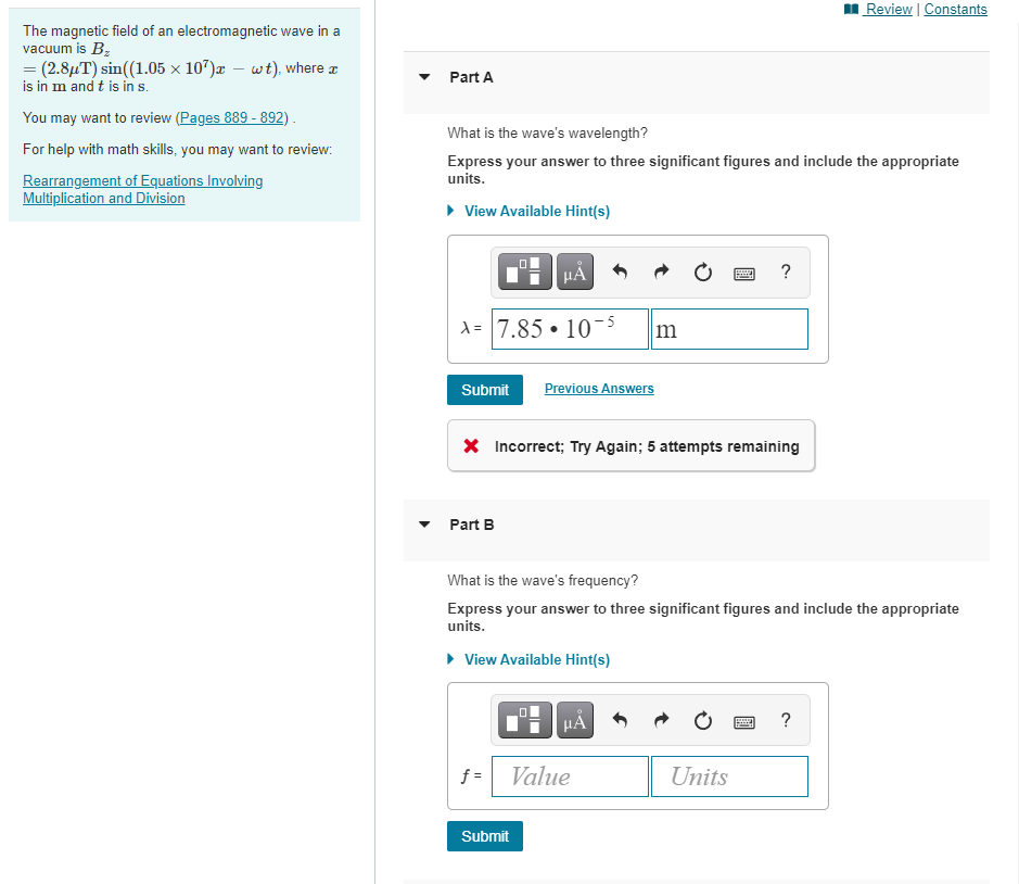 Solved The magnetic field of an electromagnetic wave in a | Chegg.com