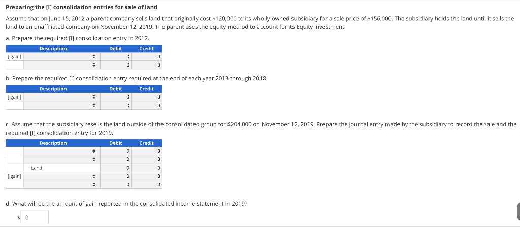 Solved Preparing the [U] consolidation entries for sale of | Chegg.com