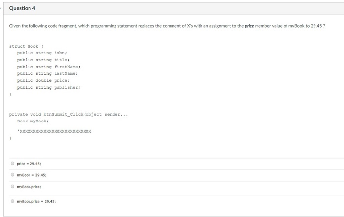Solved Question 1 Given the following code fragment, which | Chegg.com