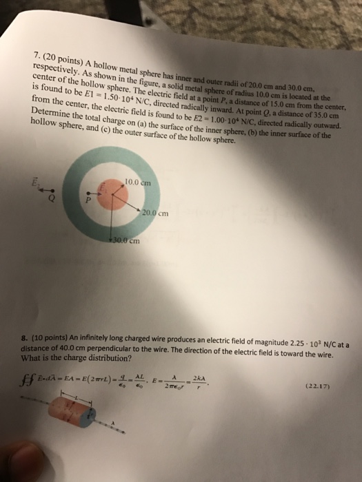 Solved A hollow metal sphere has inner and outer radii of