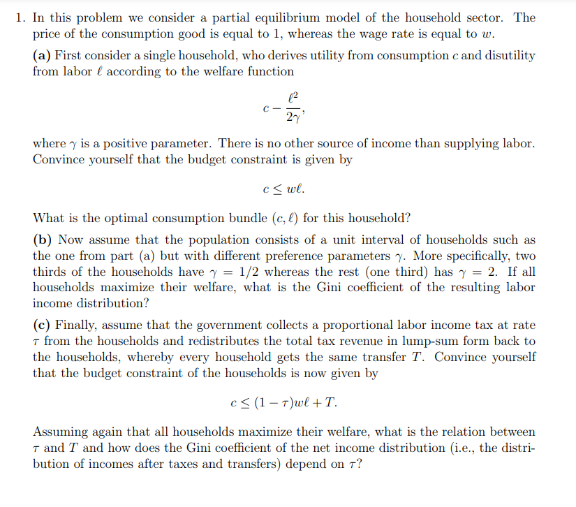 Solved In this problem we consider a partial equilibrium | Chegg.com