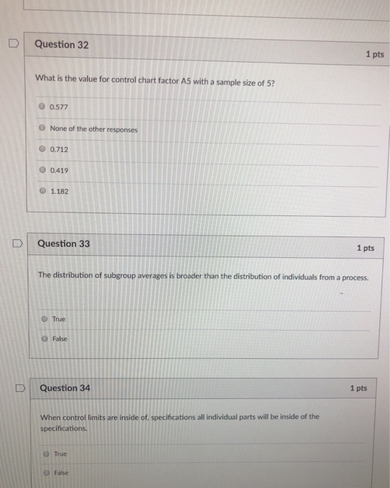 Solved D Question 32 1 pts What is the value for control | Chegg.com