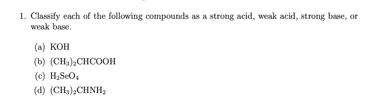 Solved 1. Classify each of the following compounds as a | Chegg.com